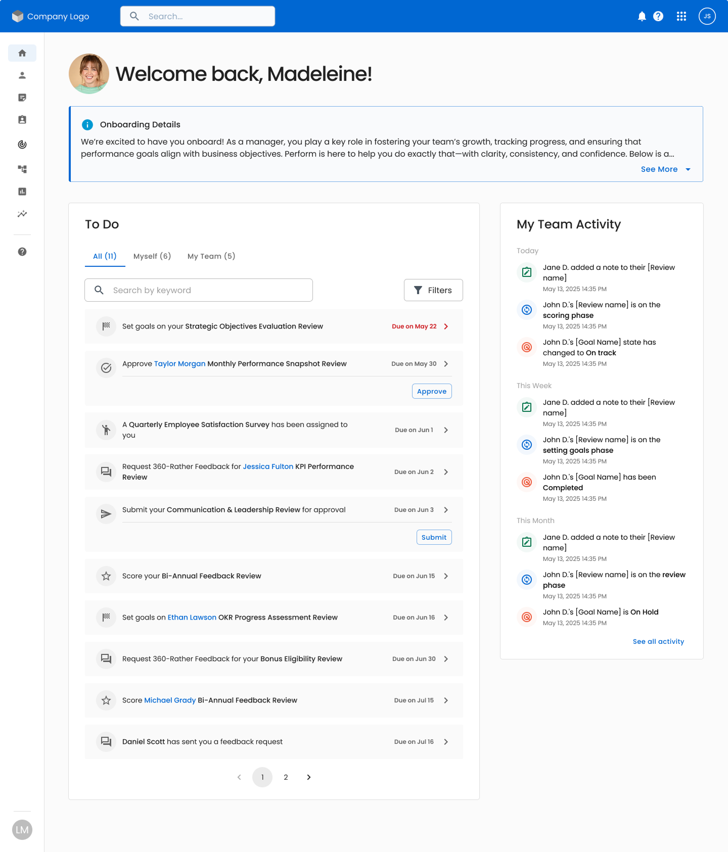 screenshot of Trakstar Perform